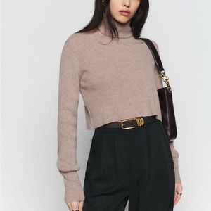 Reformation Luisa Cropped Cashmere Turtleneck Sweater